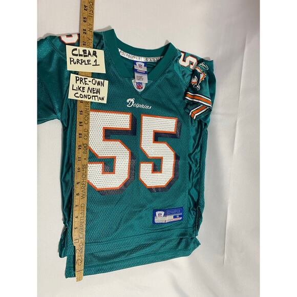 SEAU 55 Miami DOLPHINS NFL On Field Football REEBOK Jersey Youth Size S VINTAGE - Picture 3 of 9